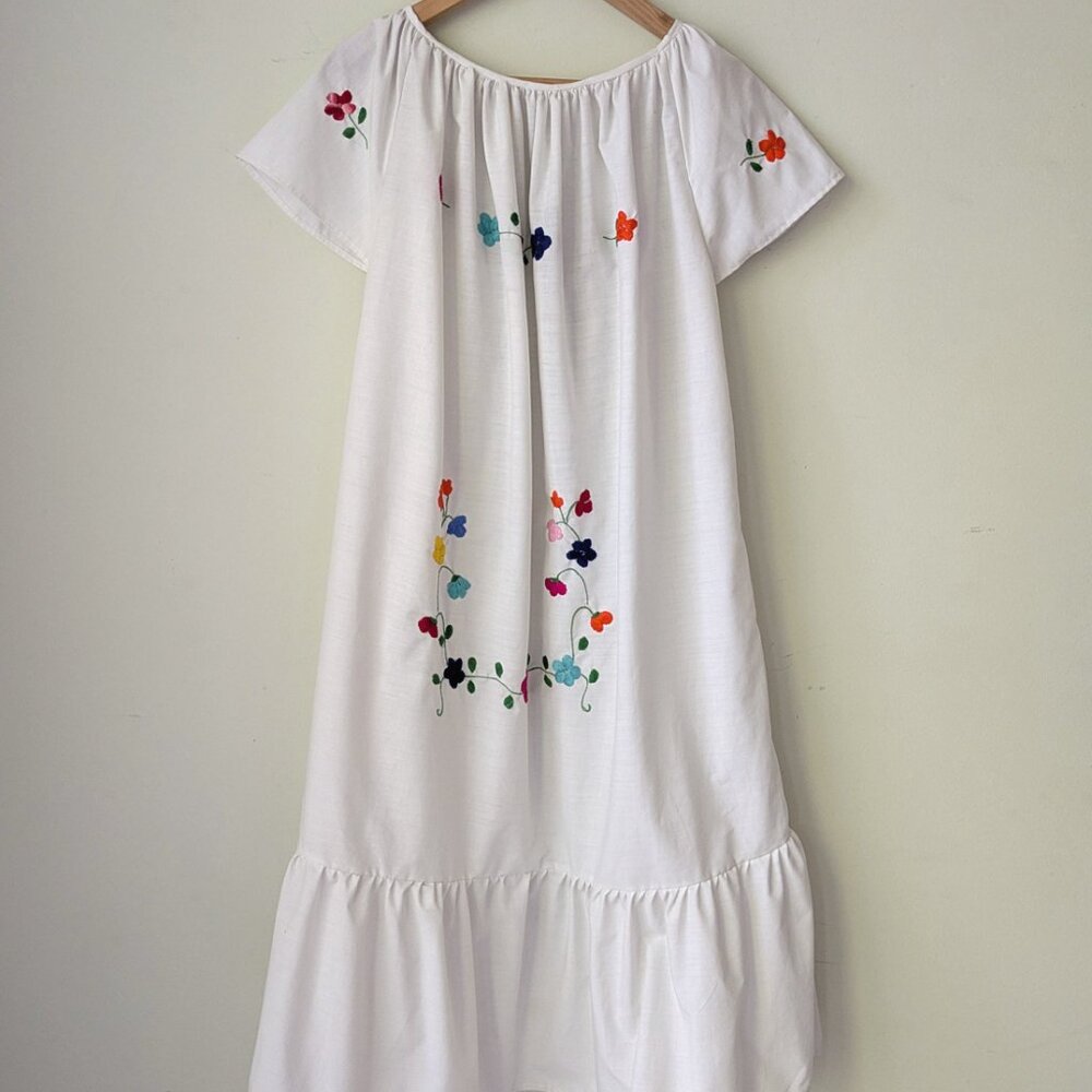 vtg embroidered oaxacan style mexican folk peasant boho tent lounge dress